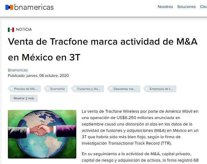 Venta de Tracfone marca actividad de M&A en Mxico en 3T